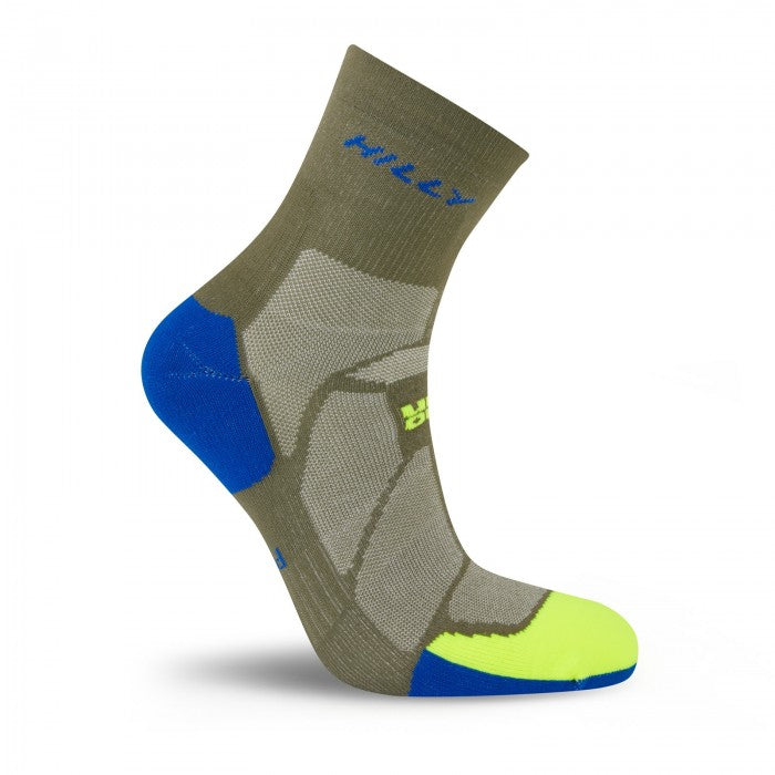 HILLY MARATHON FRESH ANKLET SOCK MINIMUM OLIVE/FLUO YELLOW