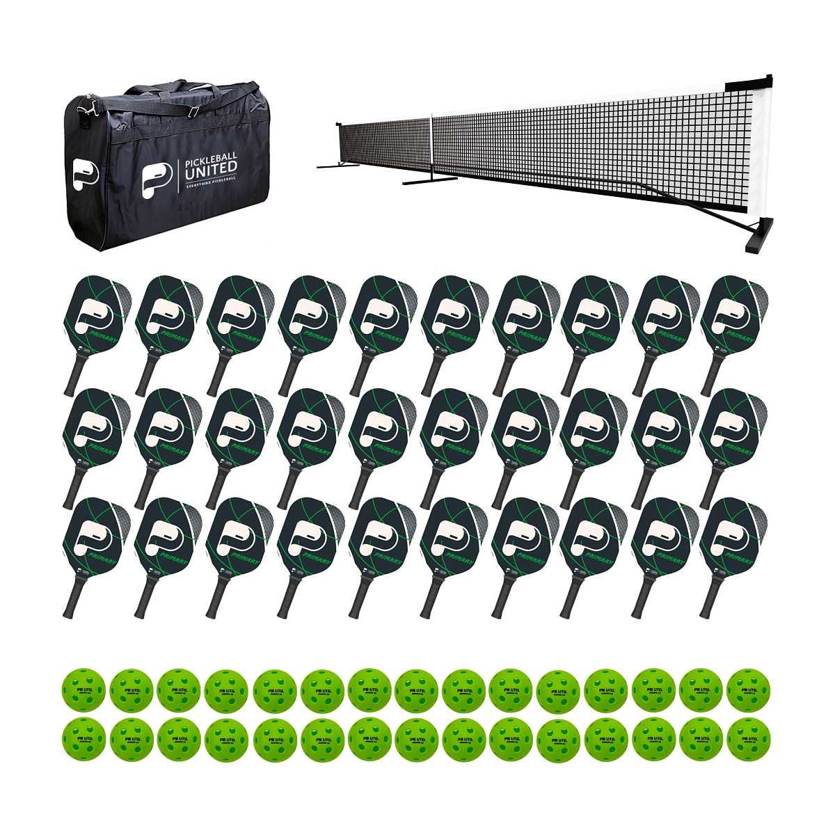 Pickleball United 30 Primary Paddle and Net Education Pack Indoor