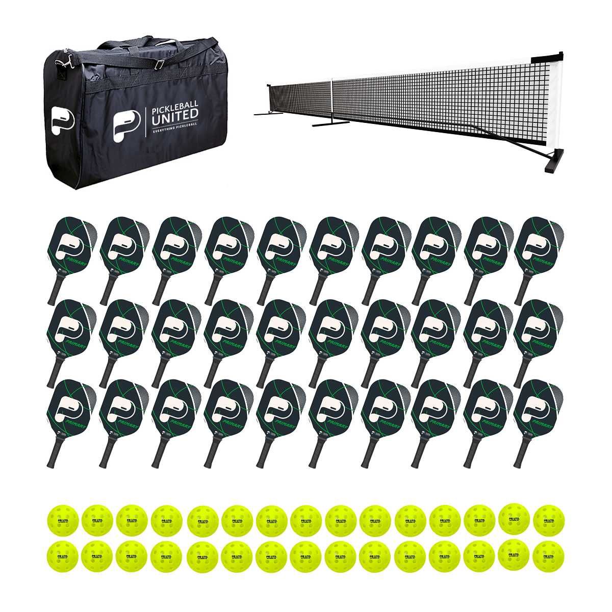 Pickleball United 30 Primary Paddle and Net Education Pack Outdoor
