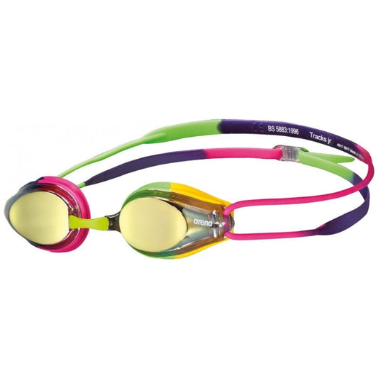 ARENA SWIM GOGGLES TRACKS MIRROR JUNIOR-VIOLET/FUCHSIA/GREEN