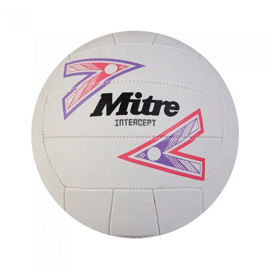 MITRE INTERCEPT NETBALL WHITE/PURPLE/PINK