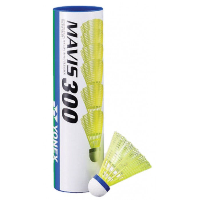 YONEX MAVIS 300 YELLOW SHUTTLES - MEDIUM (BLUE) (TUBE OF 6)