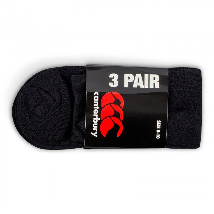 CANTERBURY 3 PACK CREW SOCK BLACK/RED