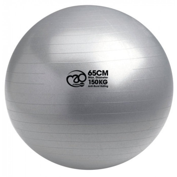 FITNESS MAD 150kg SWISS BALL+ PUMP - 65cm SILVER