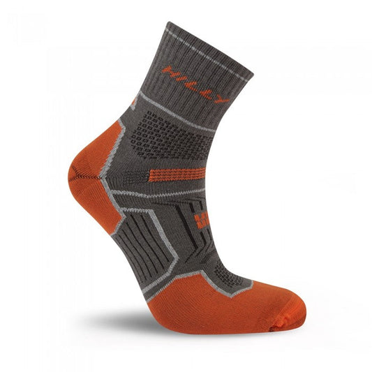 HILLY TWIN SKIN ANKLET SOCK MEDIUM DARK GREY/ORANGE