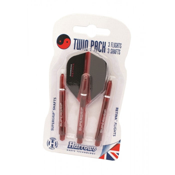 HARROWS TWIN PACK STEMS + FLIGHTS RED - MEDIUM