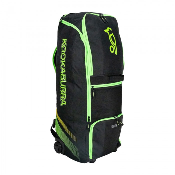 2025 KOOKABURRA CRICKET BAG WD2000 WHEELIE DUFFLE BLACK/NEON
