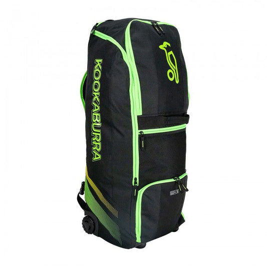 2025 KOOKABURRA CRICKET BAG WD2000 WHEELIE DUFFLE BLACK/NEON