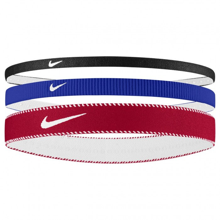 NIKE HAIRBAND FLEX CLASSIC MIXED WIDTH 3PK ROYAL/RED