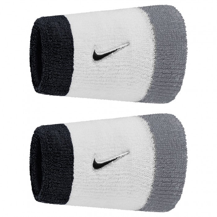 NIKE WRISTBAND CLASSIC DOUBLEWIDE SWOOSH WHITE/GREY/BLACK