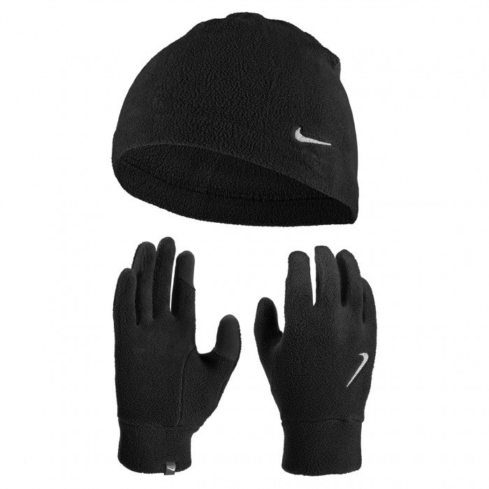 NIKE WOMENS FLEECE HAT AND GLOVE SET- BLACK