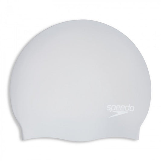 SPEEDO SWIM CAP LONG HAIR ADULTS SILVER/WHITE
