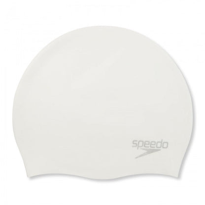 SPEEDO SILICONE CAP ADULTS WHITE/SILVER