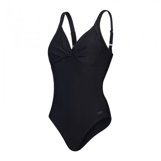 SPEEDO LADIES COSTUME SOLID CROSS KNOT BLACK