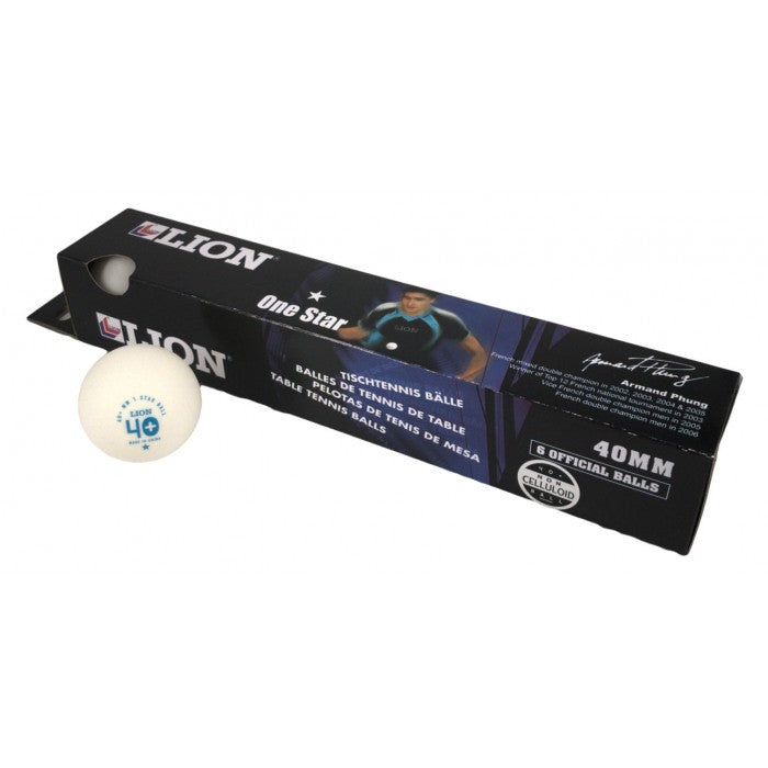 TABLE TENNIS BALLS LION 1* WHITE (PACK OF 6)