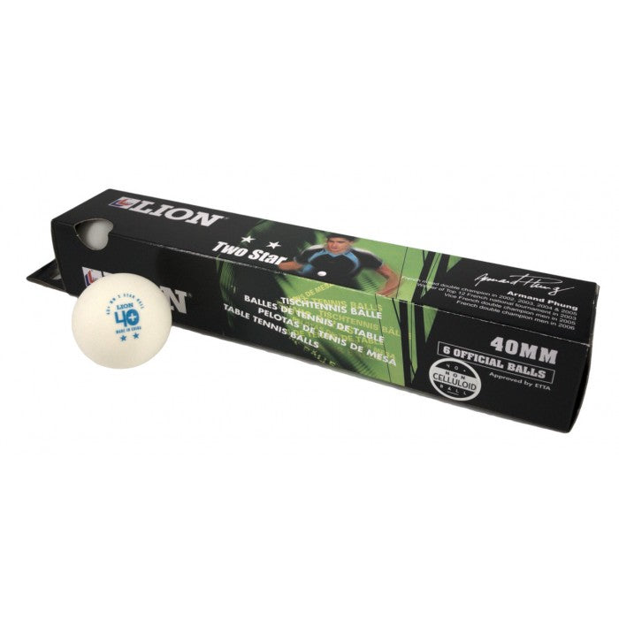 TABLE TENNIS BALLS LION 2* WHITE (PACK OF 6)