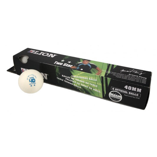TABLE TENNIS BALLS LION 2* WHITE (PACK OF 6)