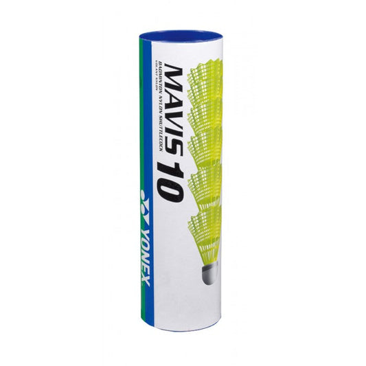 YONEX MAVIS 10 WHITE SHUTTLES - YELLOW (BLUE) (TUBE OF 6)