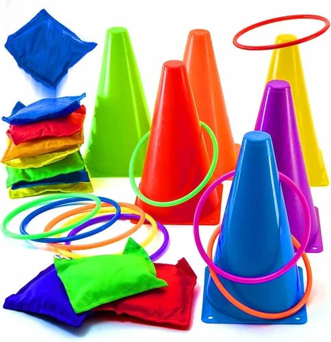 32pc Kids Ring Toss & Bean Bag Carnival Game Set - Indoor Outdoor Garden Games