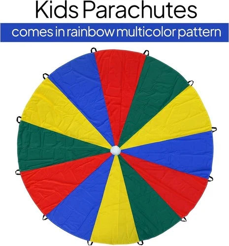 ND Sports Kids Rainbow Play Parachute - 6ft (6 Handles) & 12ft (12 Handles)