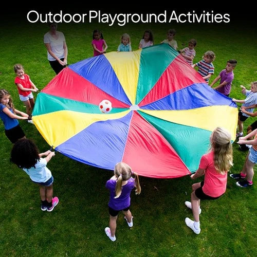 ND Sports Kids Rainbow Play Parachute - 6ft (6 Handles) & 12ft (12 Handles)