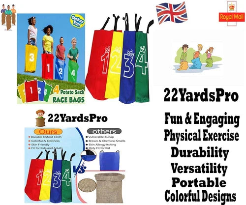 Kids Jumping Bag Sack Race 4pcs Set Party Family Outdoor Garden Games Sports Day