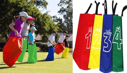 Kids Jumping Bag Sack Race 4pcs Set Party Family Outdoor Garden Games Sports Day