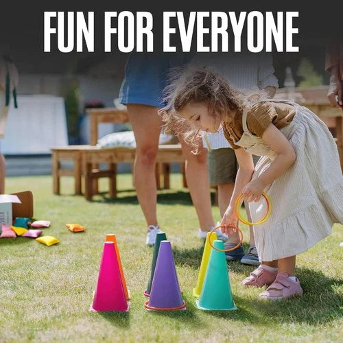 32pc Kids Ring Toss & Bean Bag Carnival Game Set - Indoor Outdoor Garden Games