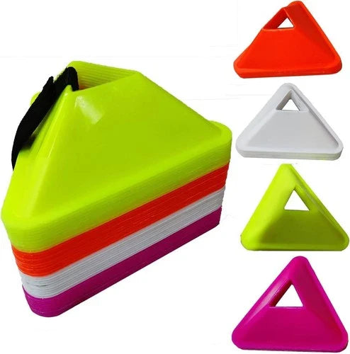 Set of 25 Triangle Space Marker Cones | Football Agility Training Practice Cones