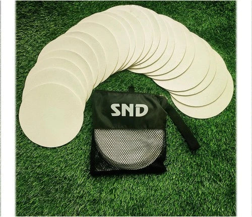 Full-Sized Pro Non Slip Flat Rubber Round Sports Marker Discs - Pack of 10 & 20