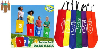 Kids Jumping Bag Sack Race 6pcs Set Party Family Outdoor Garden Games Sports Day