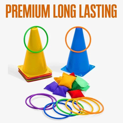 32pc Kids Ring Toss & Bean Bag Carnival Game Set - Indoor Outdoor Garden Games