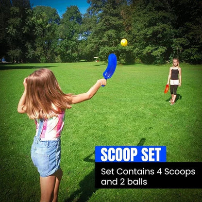 Scoop Ball Game Set for Kids - Includes 4 Colourful Scoops & 2 Lightweight Balls