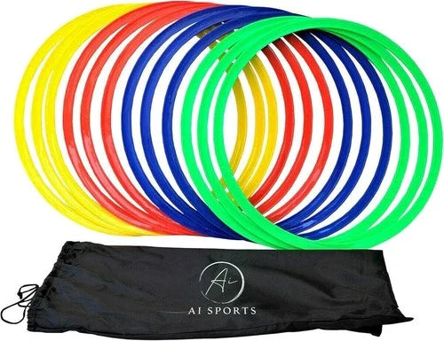12 Pc Sport Training Agility Speed Ring Hoops Football Soccer Basketball 45cm UK