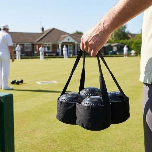 Lawn Bowls Carrier Bag for 4 Bowls – Heavy Duty Nylon Bowling Bag with Dividers
