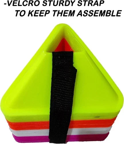 Set of 25 Triangle Space Marker Cones | Football Agility Training Practice Cones