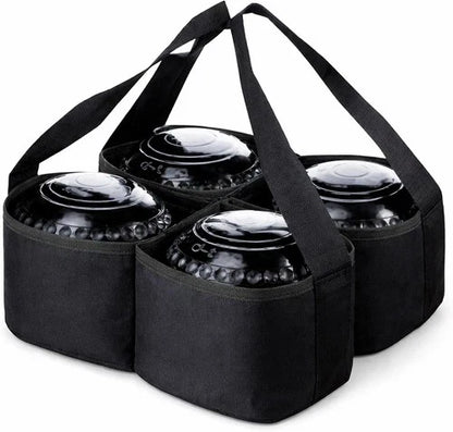 Lawn Bowls Carrier Bag for 4 Bowls – Heavy Duty Nylon Bowling Bag with Dividers