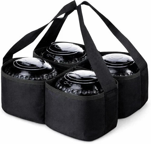 Lawn Bowls Carrier Bag for 4 Bowls – Heavy Duty Nylon Bowling Bag with Dividers