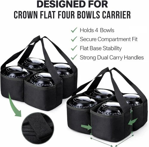 Lawn Bowls Carrier Bag for 4 Bowls – Heavy Duty Nylon Bowling Bag with Dividers