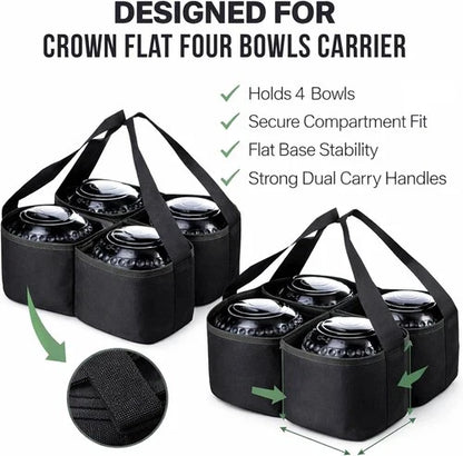Lawn Bowls Carrier Bag for 4 Bowls – Heavy Duty Nylon Bowling Bag with Dividers