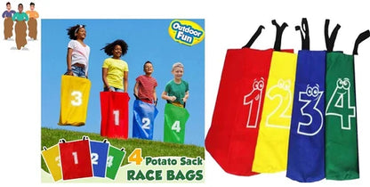 Kids Jumping Bag Sack Race 4pcs Set Party Family Outdoor Garden Games Sports Day